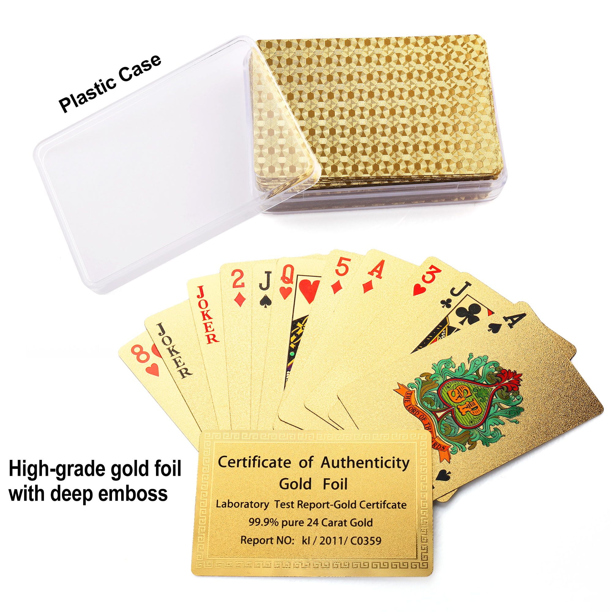 Playing Cards Certificate of Authenticity Magic Props 24K Gold Foil Plastic Playing Cards Great