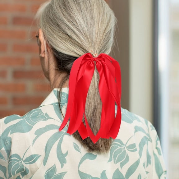 AURARMLET 2pcs Bow Hair Accessories Red Ribbon for Hair Ponytail Holder for Women