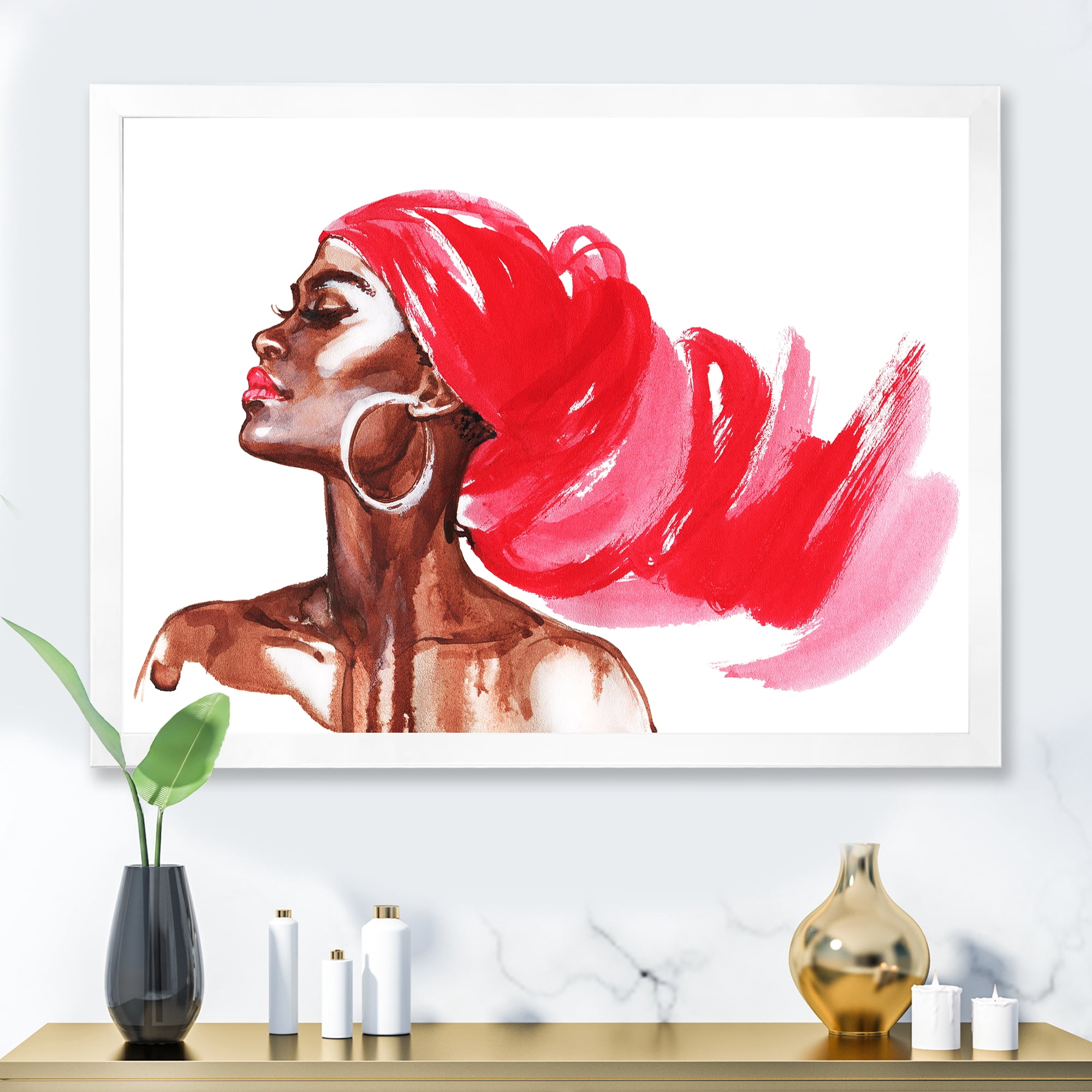 Designart 'Portrait of Afro American Woman IX' Modern Framed Art Print