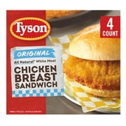 Tyson Original Chicken Breast Sandwich, 24 oz, 4 Ct Box (Frozen)