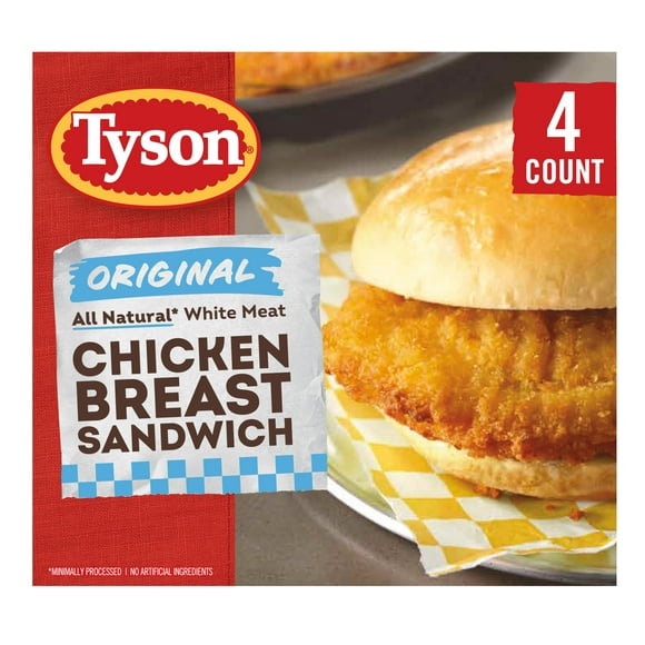 Tyson Original Chicken Breast Sandwich, 24 oz, 4 Ct Box (Frozen)