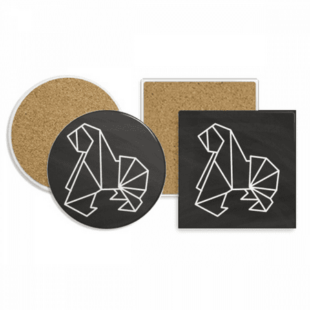 

Origa Dog Geometric Shape Coaster Cup Mug Holder Absorbent Stone Cork Base Set