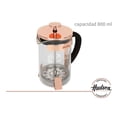 thumbnail image 2 of Cafetera Prensa Francesa 800 ml Hudson  French Press Coffee Maker Rose Gold  Vidrio Térmico Acero Inoxidable Fácil de Preparar Café Molido Color Cobre, 2 of 11
