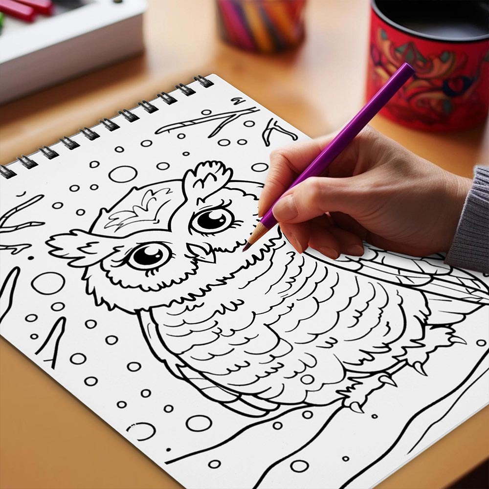 Netecom Cute Arctic Animals Coloring Book for Adults, Spiral Bound, Soft Cover