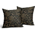 thumbnail image 2 of Boho Pillow Covers 18X18 Inch Set of 2 Black Gold Floral Leaves Decorative Pillow Cases Vintage Flower Leaf Cotton Linen Cushion Case Farmhouse Home Decor for Sofa Couch Porch Outdoor, 2 of 6