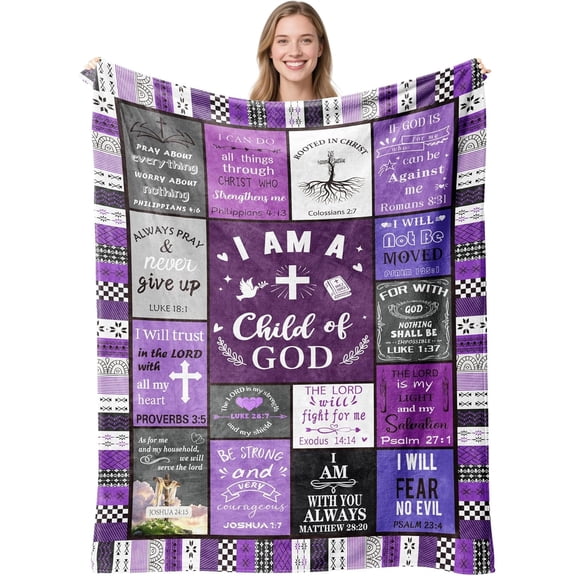 Christian Gifts for Women, Happy Birthday Gifts for Women, I Am a Child of God Blanket, Inspirational Gifts for Mom, Friend, Daughter, Sister, Baptism Gift for Girl Blanket