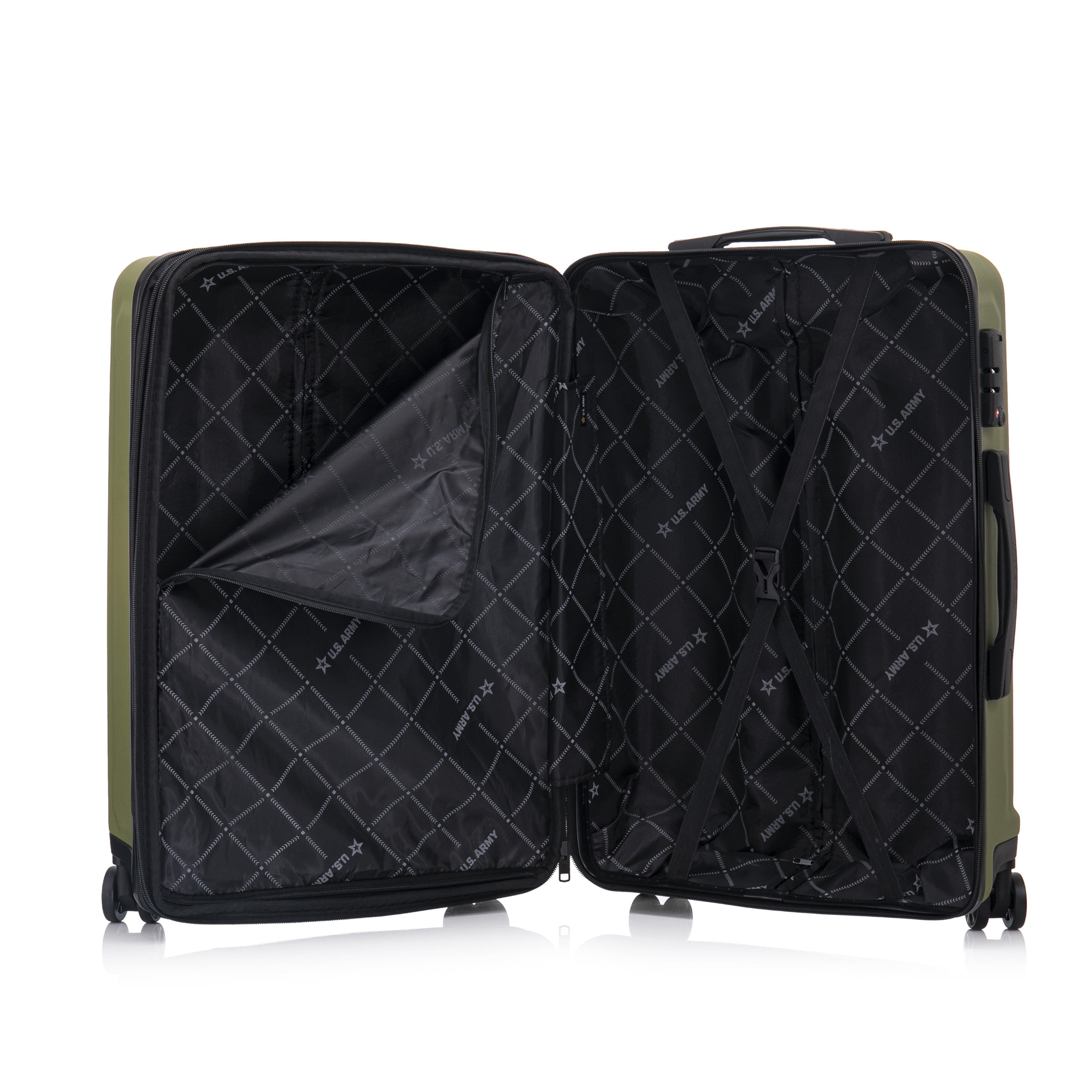 US ARMY FOX PRO 3-piece Luggage Set 20"/24"/28" Expandable Suitcases with TSA Lock Olive Drab