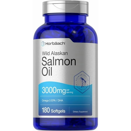 Salmon Oil 3000mg | 180 Softgels | For Men and Women | Wild Alaskan Fish Oil | by Horbaach