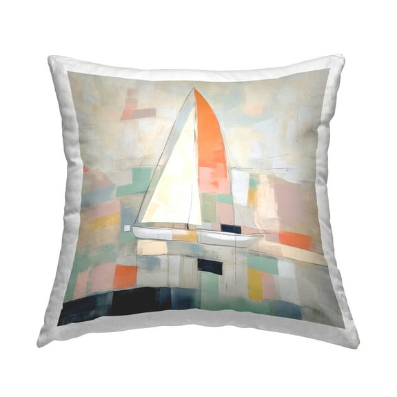 Stupell Industries Nautical Sailboat Abstract Decorative Printed Throw Pillow, 18 x 18