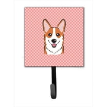 Carolines Treasures Checkerboard Pink Corgi Leash or Key Holder 7Hx4.25W multicolor