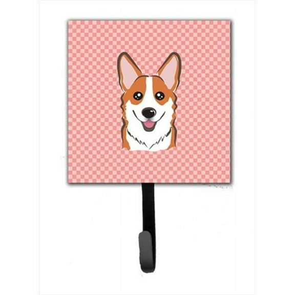 Carolines Treasures Checkerboard Pink Corgi Leash or Key Holder 7Hx4.25W multicolor