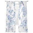 thumbnail image 2 of Blue White Flowers Semi Sheer Curtains 96 Inch Length 2 Panels Set, Spring Summer Floral Botanical Sheer Kitchen Curtain Privacy Voile Window Curtain for Living Room Bedroom Rod Pocket Drapes, 2 of 7