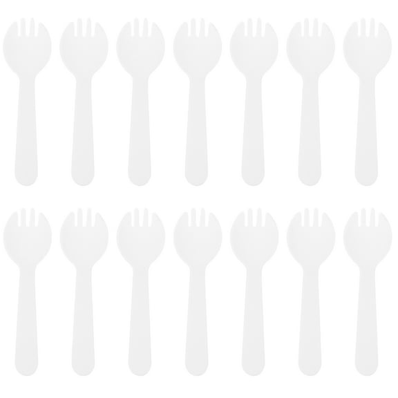 KALLORY Disposable Plastic Serving Utensils 100 Pieces White for Home Kitchen Party Catering Use