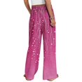 thumbnail image 4 of kaondbfi Dress Pants Women Petite High Waisted Wide Leg Summer Beach Vacation Women's Pants Casual Trousers, 4 of 8