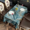 thumbnail image 2 of Blue Gold Marble Pattern Rectangle Tablecloth 60"x102",Waterproof Polyester Rectangle Table Cloth, Wipeable Spillproof Polyester Tablecloth for Dining, Camping, Indoor and Outdoor, 2 of 6