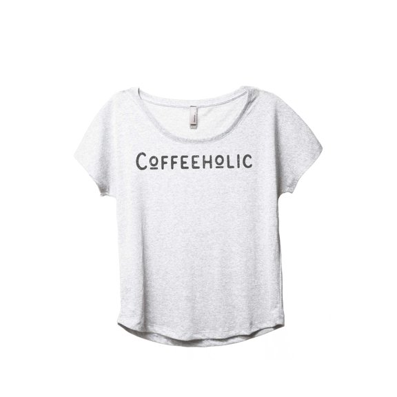 Coffeeholic Women's Fashion Slouchy Dolman T-Shirt Tee Heather White Medium