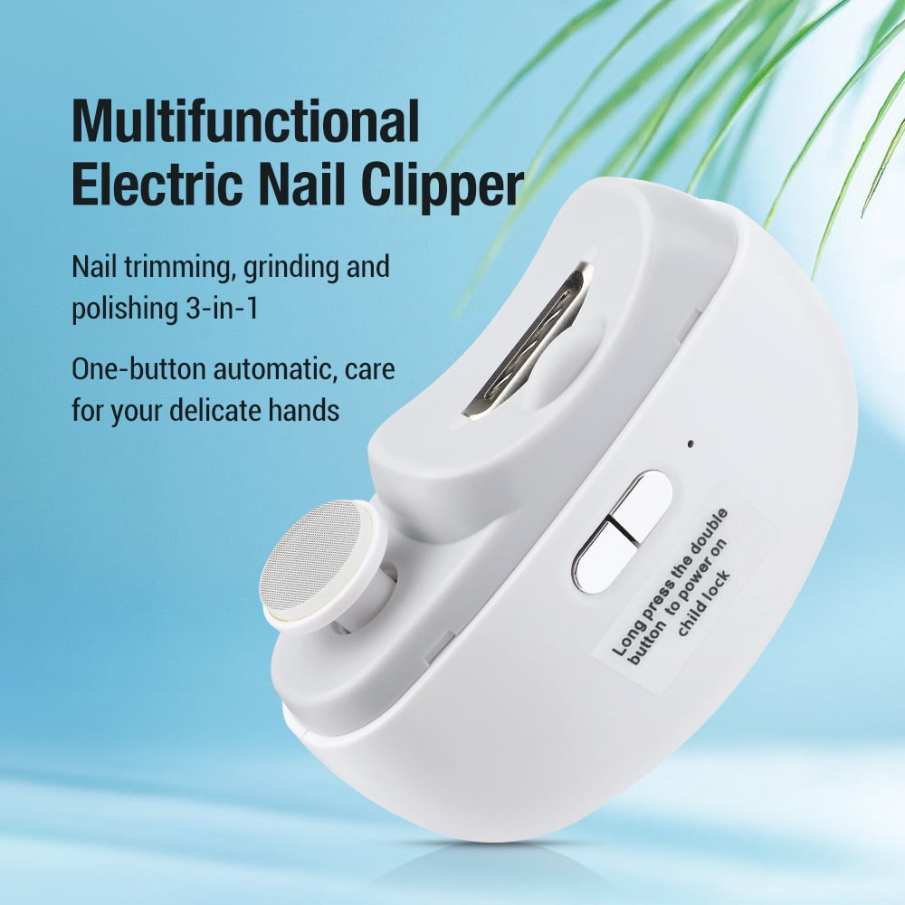 2-in-1 Electric Nail Trimmer - Automatic Nail Clipper for Kids & Adults, Safe Grinding System with LED Light, Rechargeable Baby Nail Care Kit for Toes & Fingers