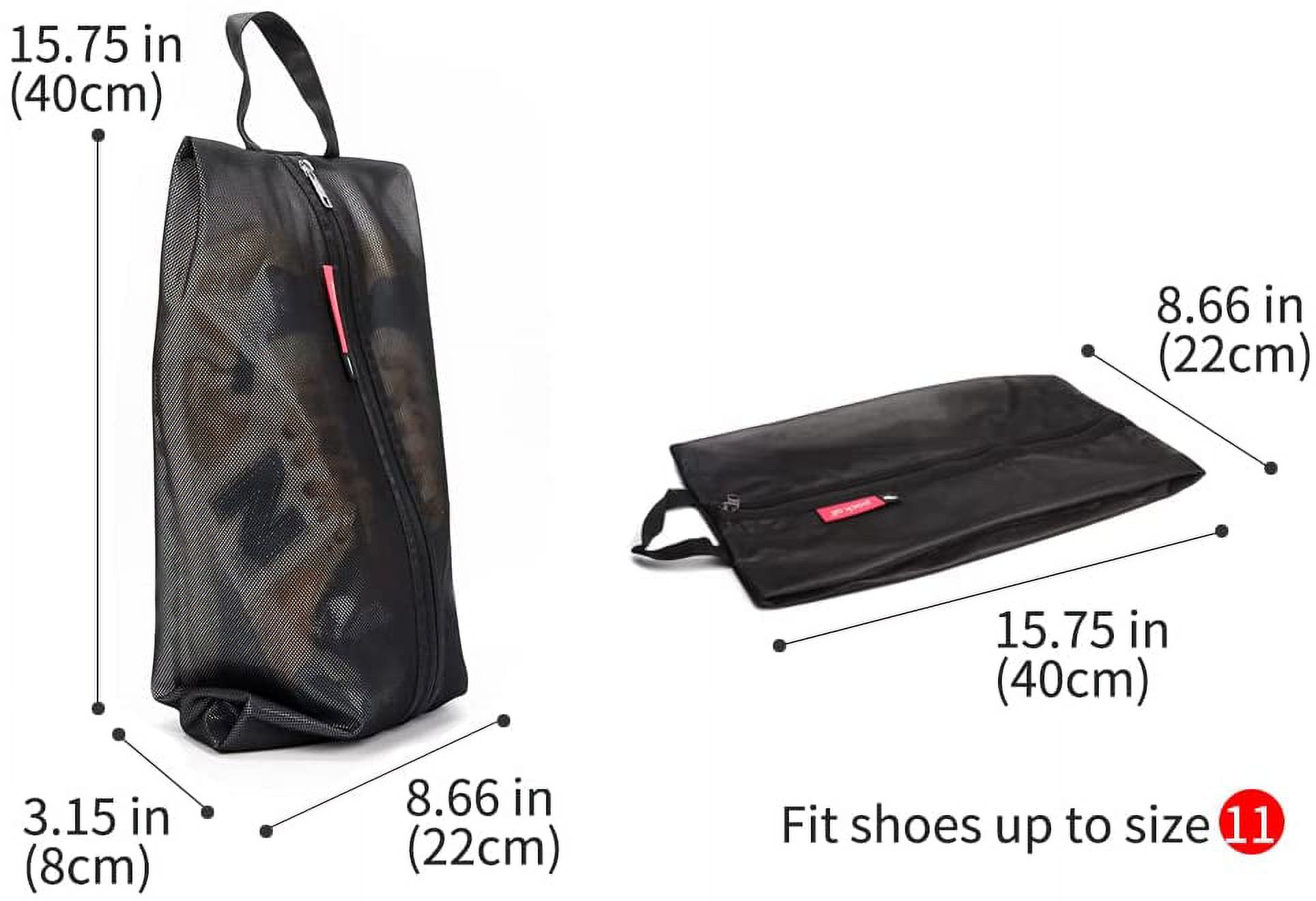 pack all Water Resistant Travel Shoe Bags,Storage Organizer Pouch with Zipper(Black) - image 5 of 7