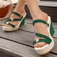 thumbnail image 3 of Rokment Womens Sparkling Rhinestones Wedge Heels Slides Sandals with Convertible Back Strap Stylish Simple Espadrilles Platform Chunky Heeled Slip on Dressy Slippers for Ladies Green Size 8, 3 of 9