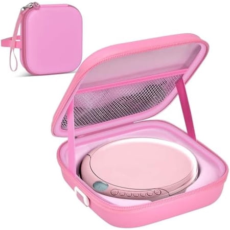 Portable CD Player Case with Belt for Deluxe for Sunoony for MEGATEK for Gueray for ARAFUNA for Klim Travel Carrying Holder Storage for Walkman and Cable Accessories (Case Only) (Pink)