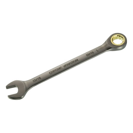 Uxcell 13/16" Ratcheting Combination Wrench SAE 90 Teeth 12 PT Ratchet Spanner