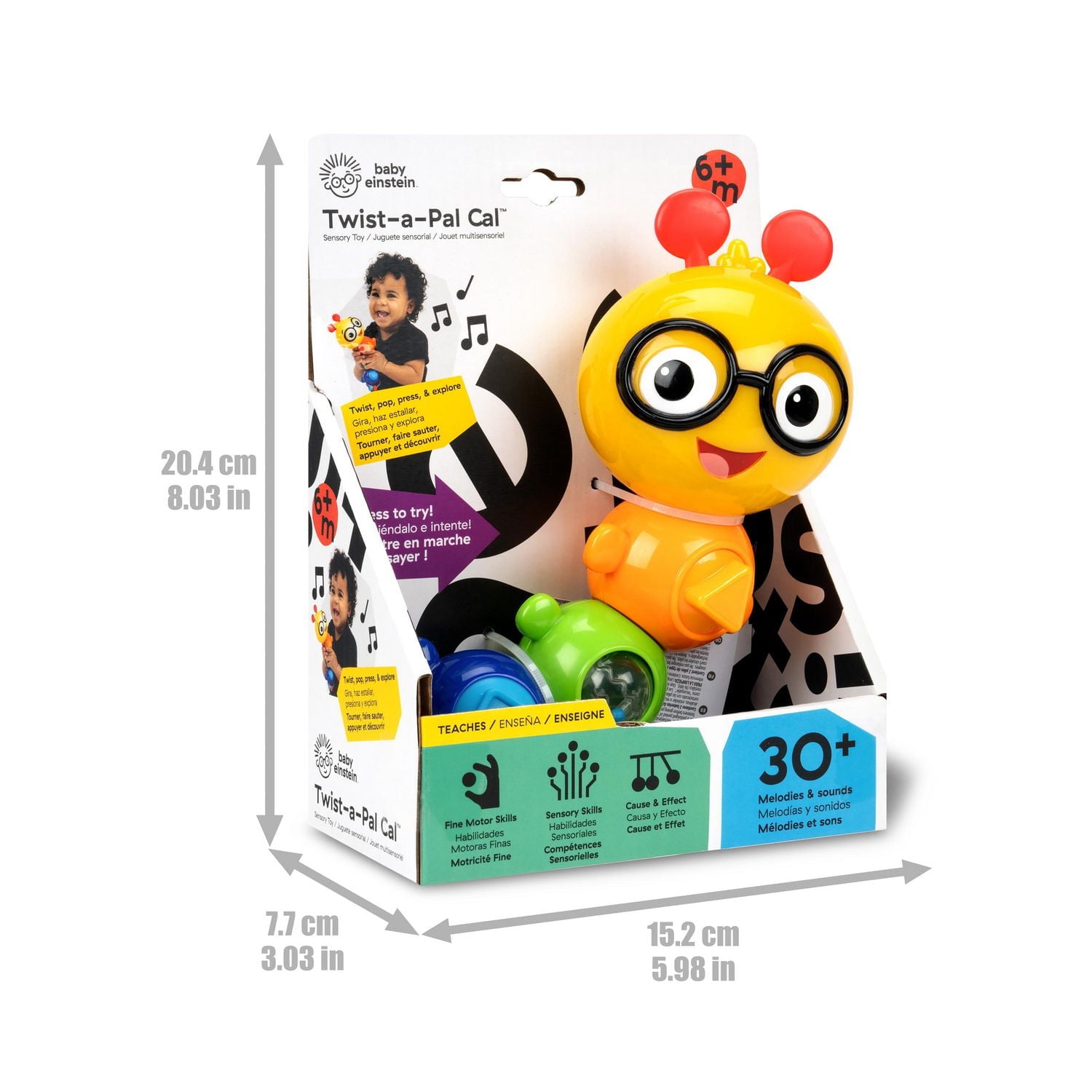 Baby Einstein Twist-a-Pal Cal Sensory Toy, 6 - 36 months