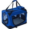 ALEKO PCBLUE02S Collapsible Pet Carrier Heavy Duty Portable Pet Home Spacious Traveler with Soft Cozy Insert Mat, Blue