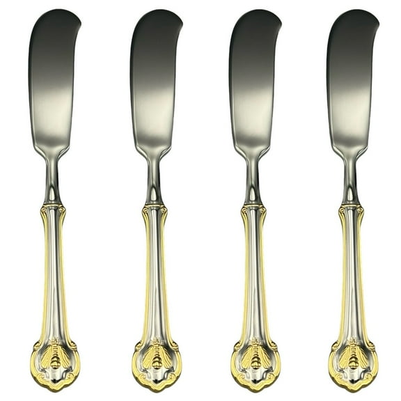 Wallace Napoleon Bee Gold Accent 18/10 Stainless Steel Butter Spreader (Set of Four)