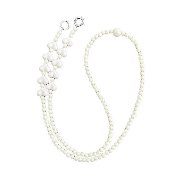 Time Crossbody Pearl Bow Heart Long Chain Suitable For Phone Case Hanging Rope single Shoulder Hanging Rope Decoration WHITE Other