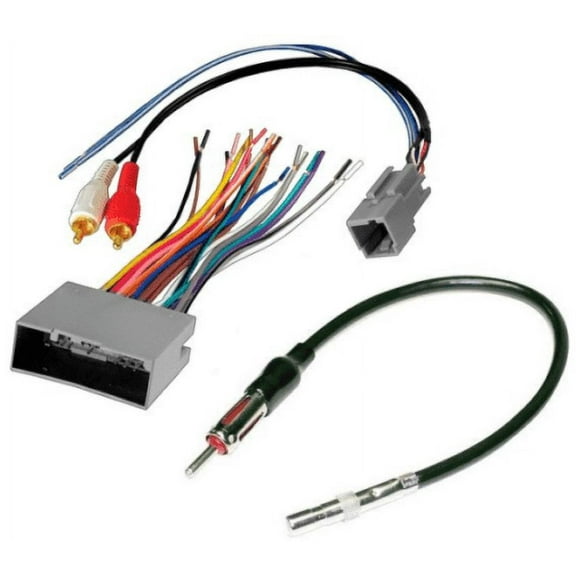 Absolute USA A694-5521 & CR6-CR10 Aftermarket Radio Amplifier Wiring Harness & Antenna Adapter for 2003-up Ford Lincoln Mercury