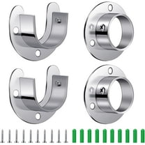 BlinkLLX Closet Pole Sockets Stainless Steel Closet Pole Socket Supports for Round Shaped Flange Rod Holder Set with Screws, 32 mm/ 1.26 Inch (4 Pieces)