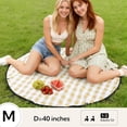 thumbnail image 2 of 2-in-1 39¼”D Brown Waterproof Picnic Blankets & Tote Bag, Medium Picnic Mat for Camping, Grass, and Park, Foldable 3-Layer Outdoor Blanket, Sand-Free Beach Blanket with 1 Clip and 4 Stakes, 2 of 2