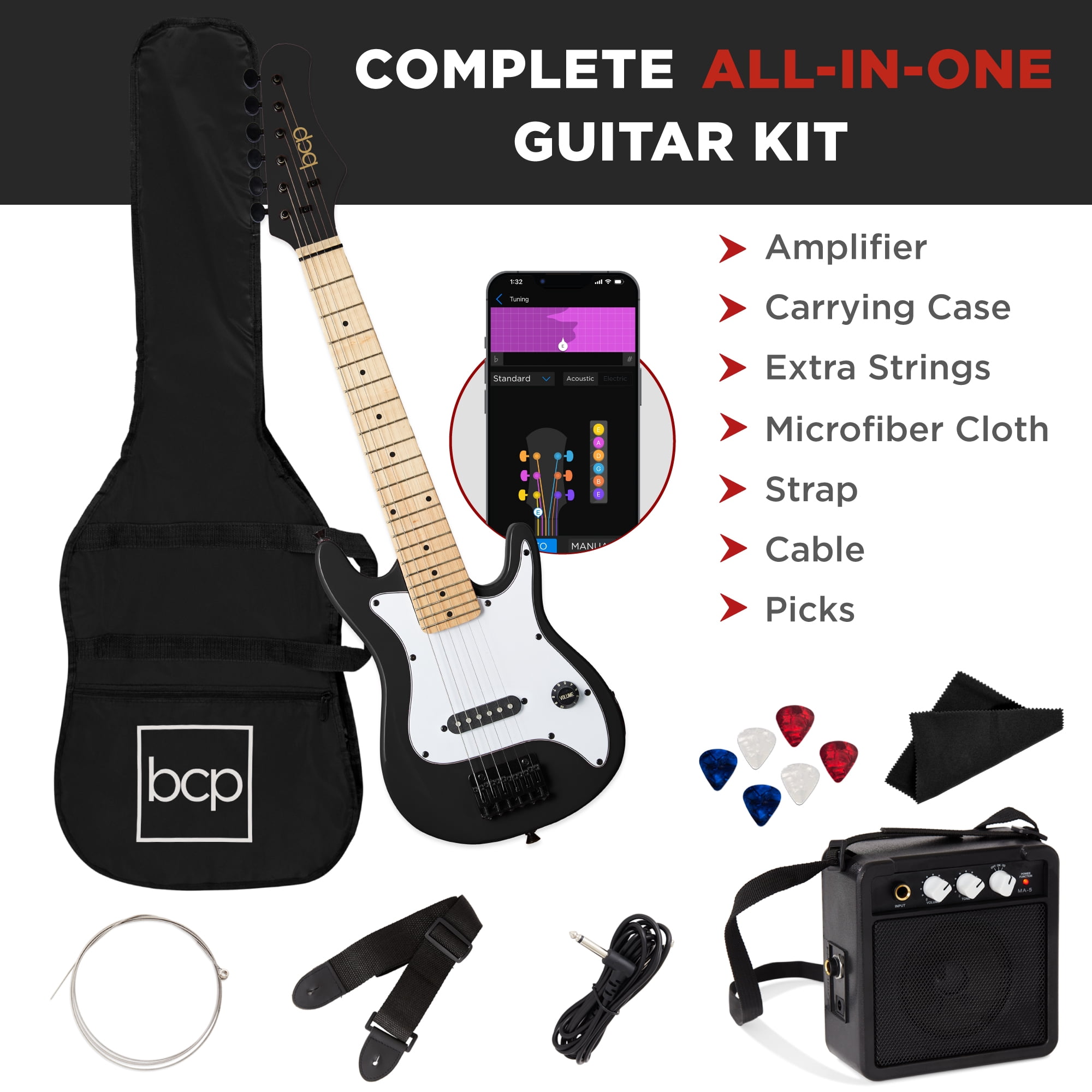 Best Choice Products Walmart Exclusive 30in Kids Electric Guitar Beginner Starter Kit w/ 5W Amplifier, Strap, Case - Walmart Black