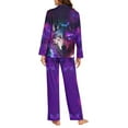 thumbnail image 3 of SEANATIVE Galaxy Wolf Womens Button Down Pajama Sets 2 Piece Soft Loungewear Pjs Set Long Sleeve Night Shirts for Women SleepwearPlus Size Sleeping Suits with Pockets Size 4XL, 3 of 7