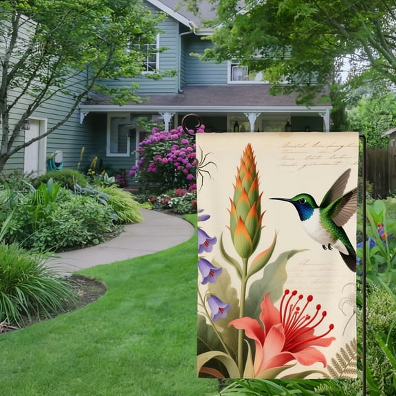 Spring Summer Garden Flag Double Sided Flower Butterfly Bird Welcome Yard House Outside Outdoor Decoration,12*18 inch
