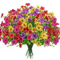 12 Bundles Realistic Artificial Flowers for Outdoors UV Resistant Faux Blooms Spring Summer Decorations for Home Porch Patio Garden Outside Decor