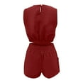 thumbnail image 5 of Wyongtao Women's Tracksuits Summer 2 Piece Outfits Short Sets Sleeveless Two Piece Lounge High Waisted Shorts with Pockets,Wine L, 5 of 7