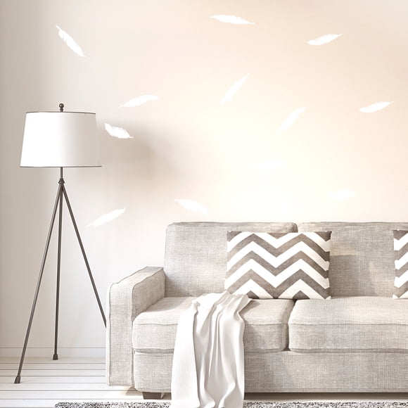 Calcomanías de Pared Desmontables y Autoadhesivas en Forma de Pluma de Unique Bargains Decoración Perfecta para Oficina y Sala de Estar Blanca 12pcs