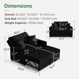HONBAY Black 52” 3-in-1 Convertible Pull-Out Sofa Bed Sleeper Loveseat with Reclining Backrest, Built-in Cup Holders, Pet-Friendly Corduroy Sofa for Small Space - Walmart.com