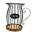 thumbnail image 2 of TISHITA Coffee Filter Holder Basket Container with Wooden Base, Iron Coffee Pod Holder for House Warming, Office, Counter, Bar Decor Black, 2 of 8