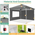 thumbnail image 3 of COBIZI 10x10 Pop Up Canopy Tent with 4 Sidewalls, Waterproof Instant Canopy UPF 50+ with Air Vent, Ez Setup Outdoor Gazebo with Sandbags, Stakes & Ropes for Party, Camping, Backyard, Beach, Gray, 3 of 9