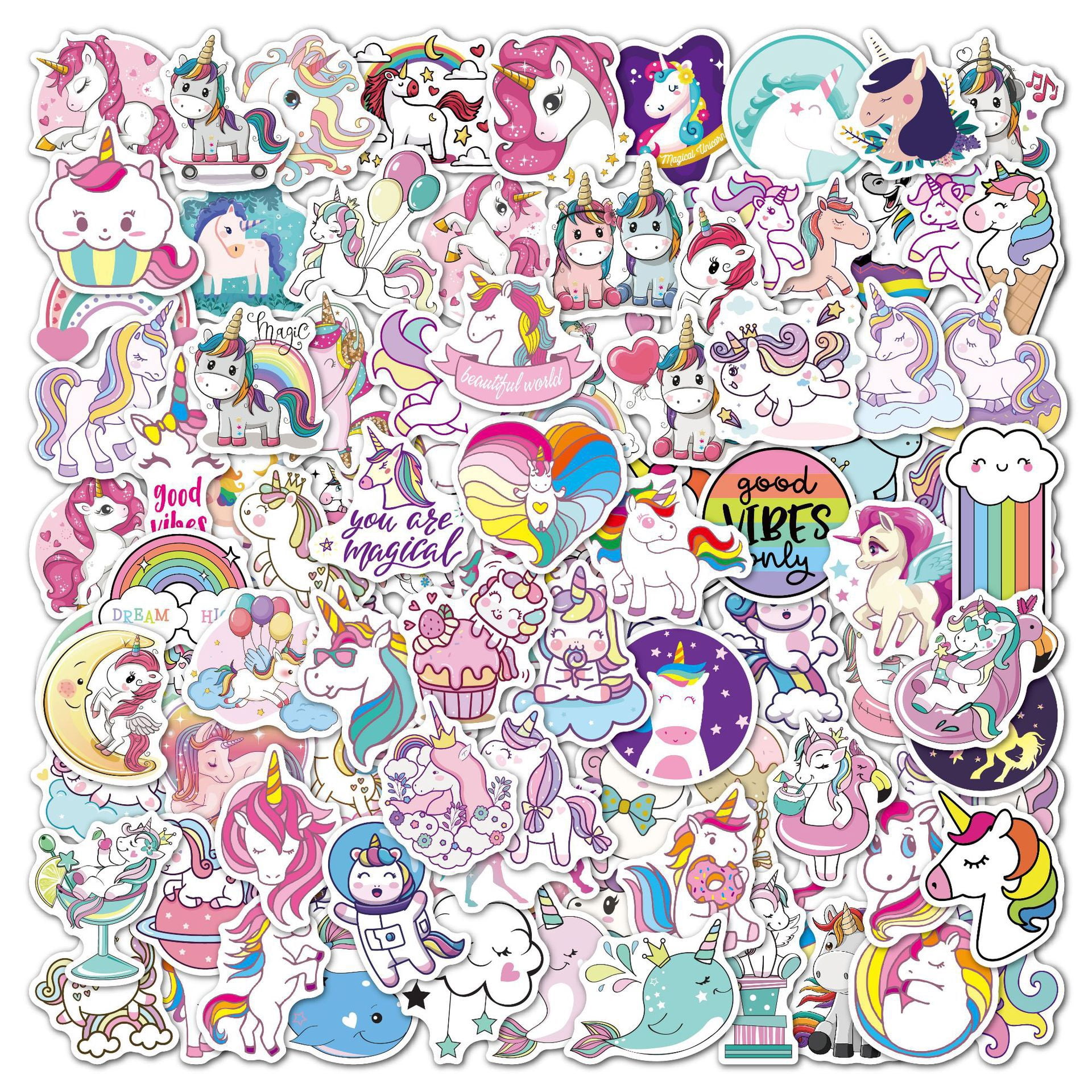 Jinsinto 100 PCS Cute Unicorn Stickers Pack - for Water Bottles ...