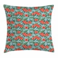 thumbnail image 1 of Luau Throw Pillow Cushion Cover, Exotic Summer Bouquet Design with Hibiscus Flourish Aloha Botanical, Decorative Square Accent Pillow Case, 16 X 16 Inches, Pale Blue Dark Coral Green, by Ambesonne, 1 of 2