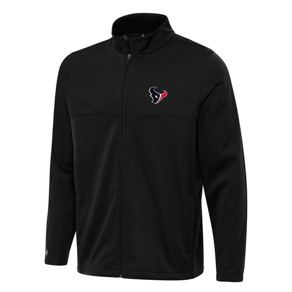 Men's Antigua Black Houston Texans Links 2 Full-Zip Golf Jacket