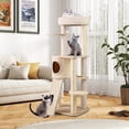 thumbnail image 4 of Gymax 56'' Tall Cat Tree Wooden Kitten Tower w/Sisal Scratching Posts & Mat & Ladder, 4 of 10