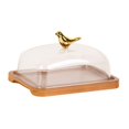 thumbnail image 5 of CarpNettore Wooden Cake Stand with Lid Covered Cheese Box Butter Dish with Dome Elegant Cake brown, 5 of 9