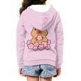 thumbnail image 4 of Chririnla Cherry Blossom Cartoon Capybara Kids Hooded Jacket with Pockets Long Sleeve Lightweight Comfy Casual Pullover for Boys Girls Size 14-16, 4 of 7