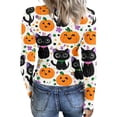 thumbnail image 6 of Halloween Shirts for Women Long Sleeve Slim Funny Pumpkin Ghost Tunic Tops Party Spring Day Crew Neck Ribbed Tee Tops White XXL, 6 of 6