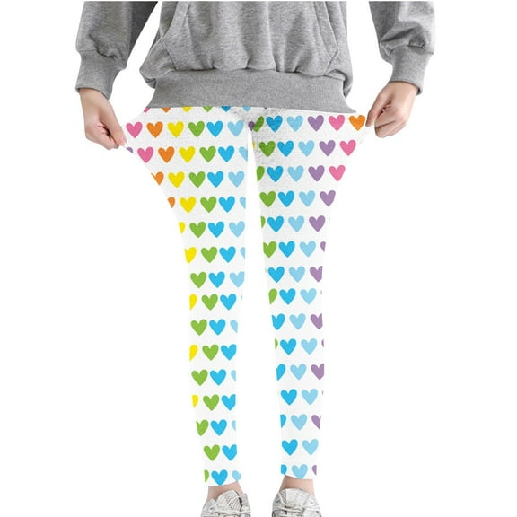 Odeerbi Toddler Girls Leggings Stretchy Tights Pants 3-8 Years Kids Soft Comfortable Leggings Ankle Length Printed Leggings Blue