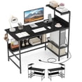 thumbnail image 1 of Costway 48" Computer Desk with Power Outlets, Storage Shelves, Headphone Hook for Gaming Black, 1 of 10